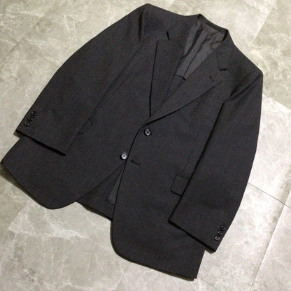 3 piece suit set up dark gray striped wool business luxury