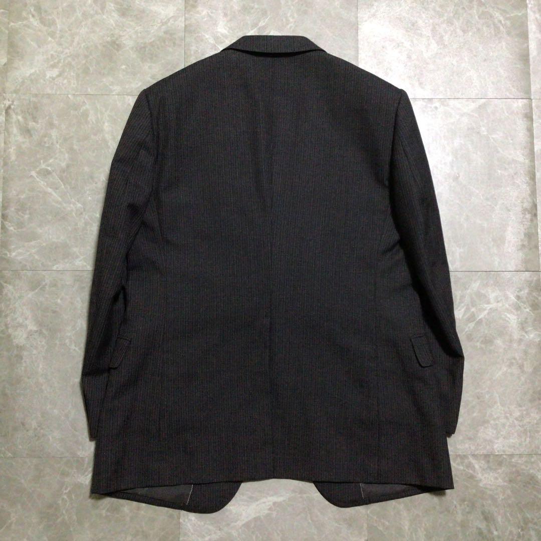 3 piece suit set up dark gray striped wool business luxury