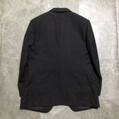 3 piece suit set up dark gray striped wool business luxury