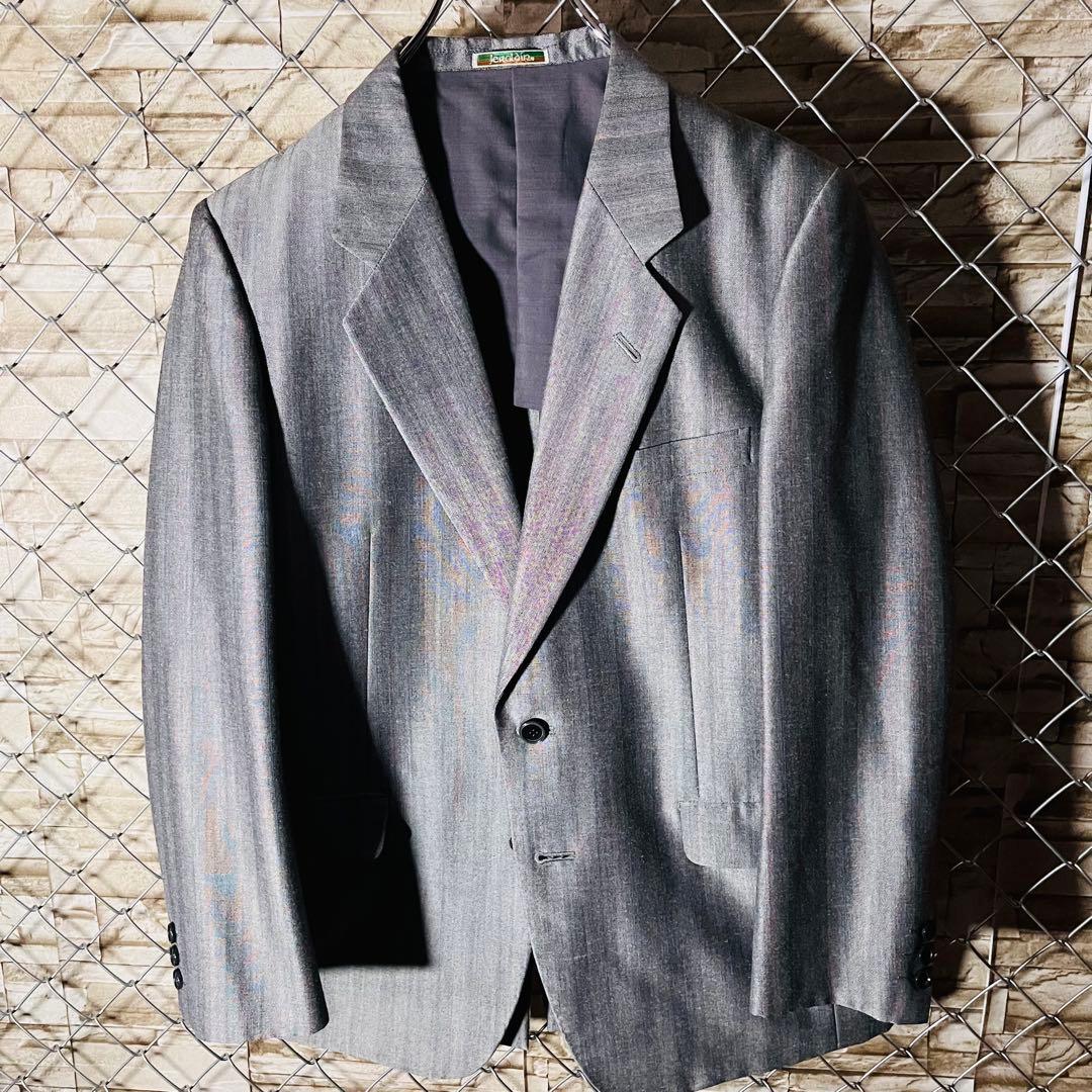 British prestigious Dormeuil fabric setup suit L equivalent gray mohair blend rare vintage