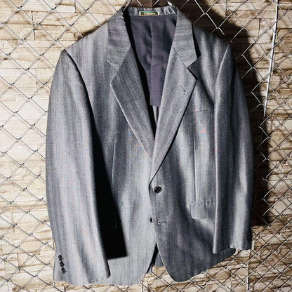 British prestigious Dormeuil fabric setup suit L equivalent gray mohair blend rare vintage