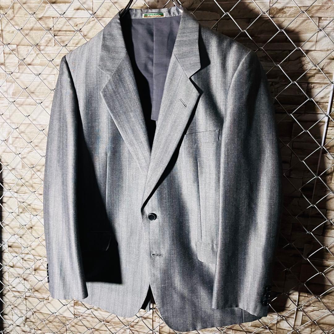 British prestigious Dormeuil fabric setup suit L equivalent gray mohair blend rare vintage