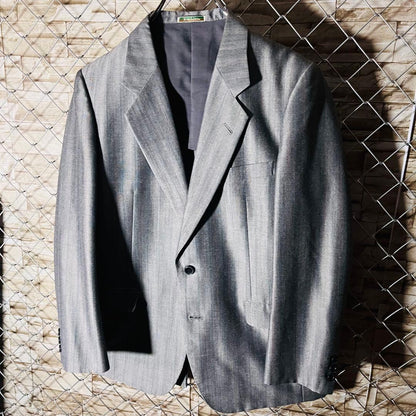 British prestigious Dormeuil fabric setup suit L equivalent gray mohair blend rare vintage