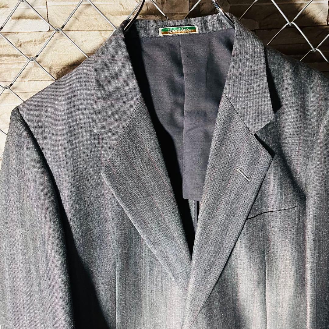 British prestigious Dormeuil fabric setup suit L equivalent gray mohair blend rare vintage