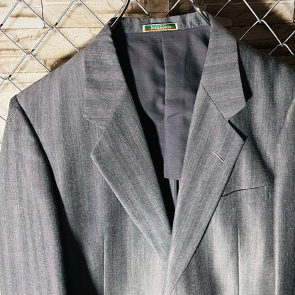 British prestigious Dormeuil fabric setup suit L equivalent gray mohair blend rare vintage