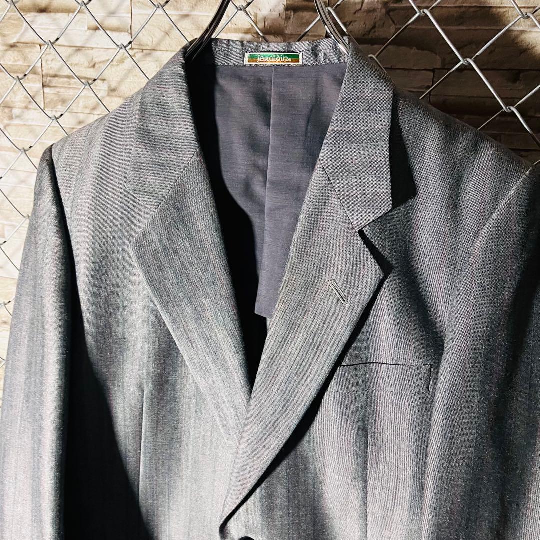 British prestigious Dormeuil fabric setup suit L equivalent gray mohair blend rare vintage