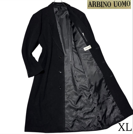 90% Wool [ARBINO UOMO] Maxi Length Chester Coat Made in Japan Black XL