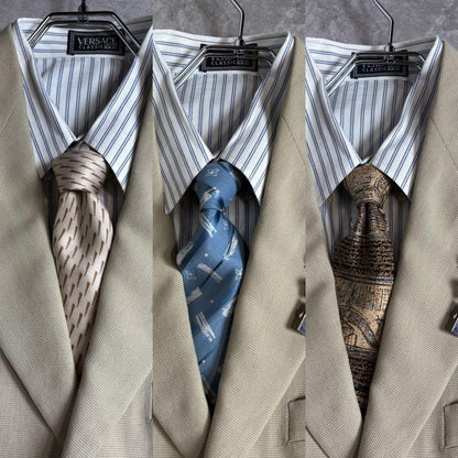 Giorgio Armani Setup Suit Tie Pins 5 Pieces Silk Blend