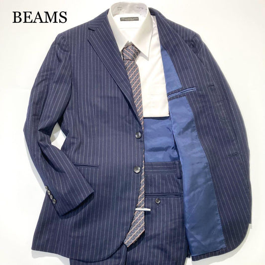 [Extremely Good Condition] BEAMS Setup Suit Navy Stripe Kanonico