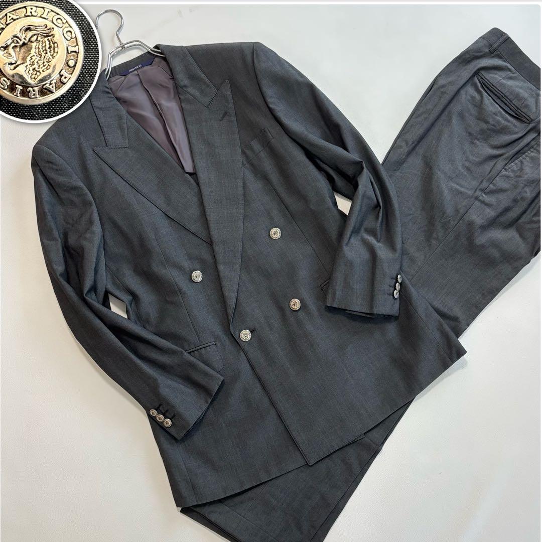 Rare Nina Ricci [Loropiana Silver Button Double] Suit Set L Unlined