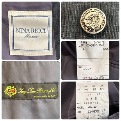 Rare Nina Ricci [Loropiana Silver Button Double] Suit Set L Unlined