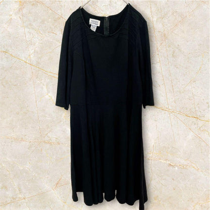 [Unique Vintage] Pintuck Flare Dress 1X Black 3L