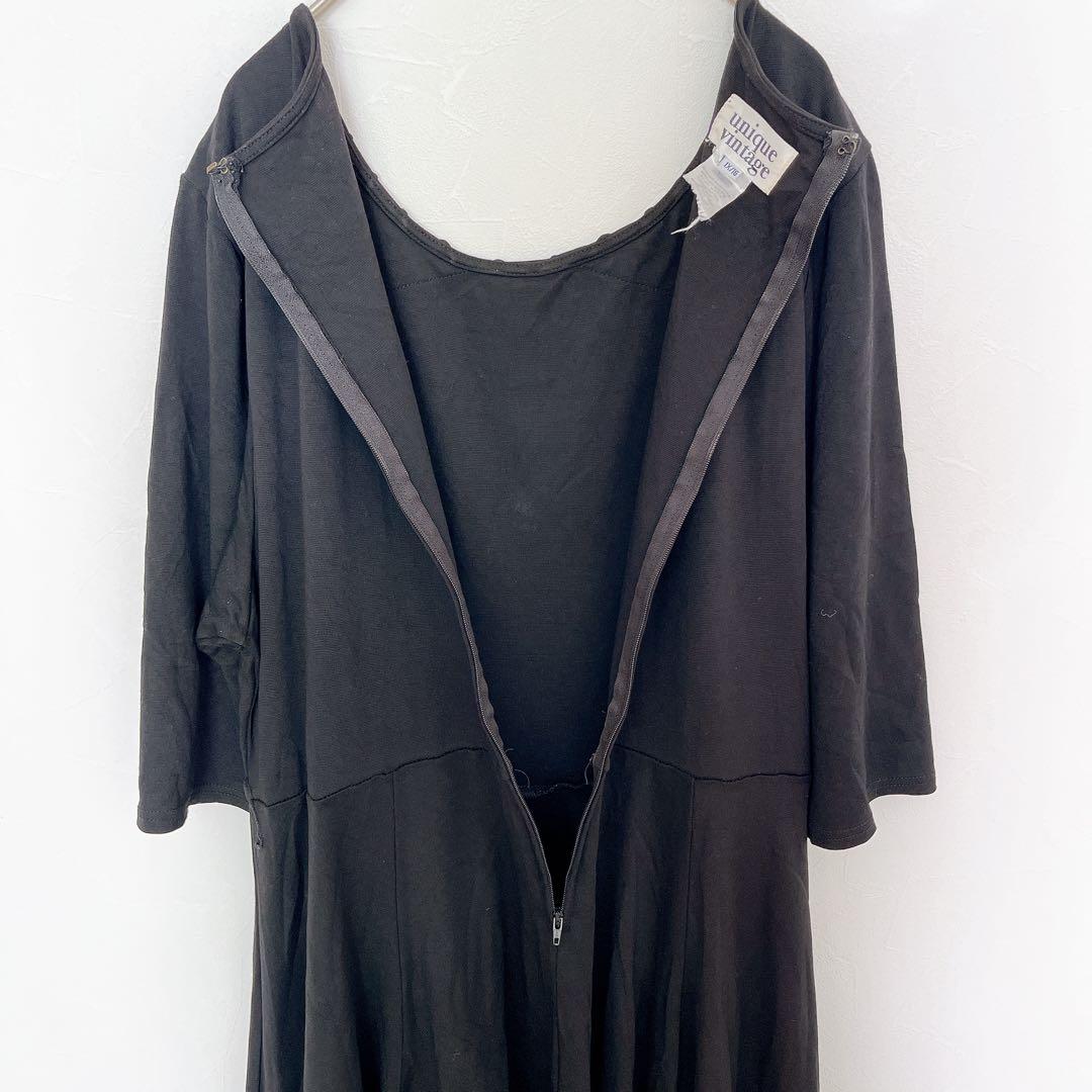 [Unique Vintage] Pintuck Flare Dress 1X Black 3L