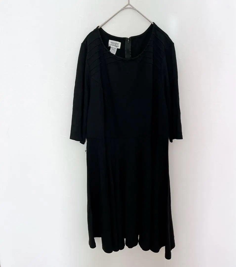 [Unique Vintage] Pintuck Flare Dress 1X Black 3L