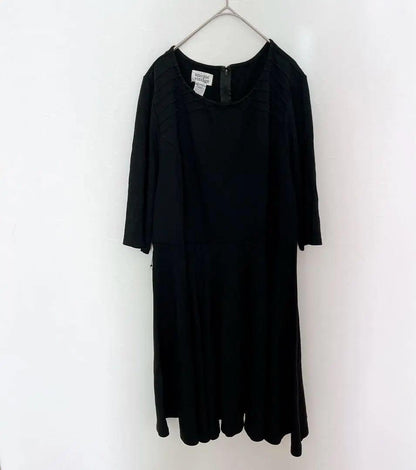 [Unique Vintage] Pintuck Flare Dress 1X Black 3L