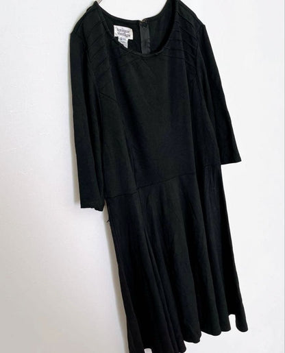 [Unique Vintage] Pintuck Flare Dress 1X Black 3L