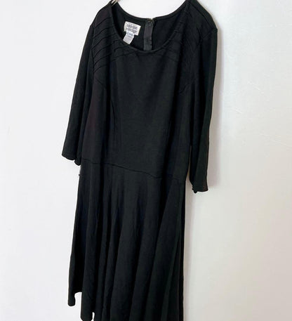 [Unique Vintage] Pintuck Flare Dress 1X Black 3L