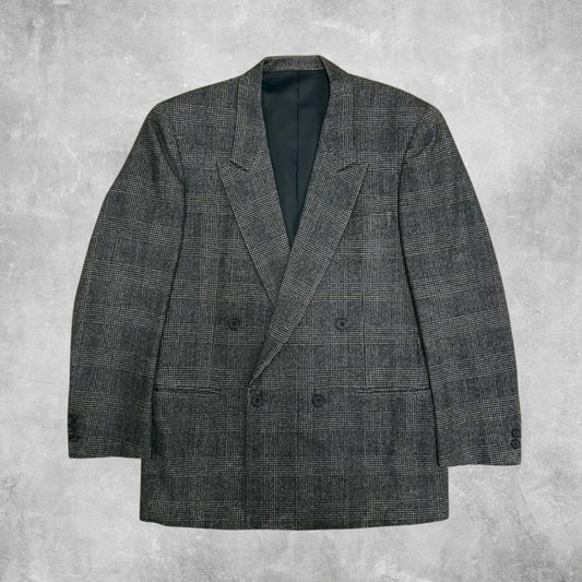 Wool Double Tailored Jacket Glen Check City Boy A5