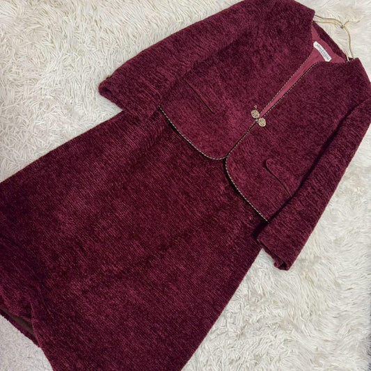 Miss Onward Setup Skirt Suit Burgundy No. 13