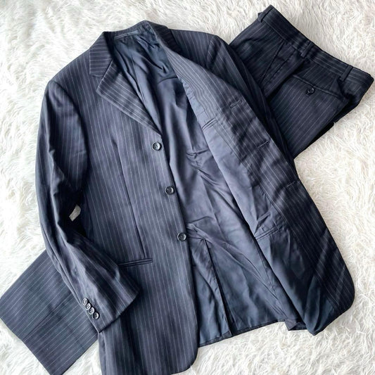 [Good condition] Armani Rezzoni suit striped black vintage
