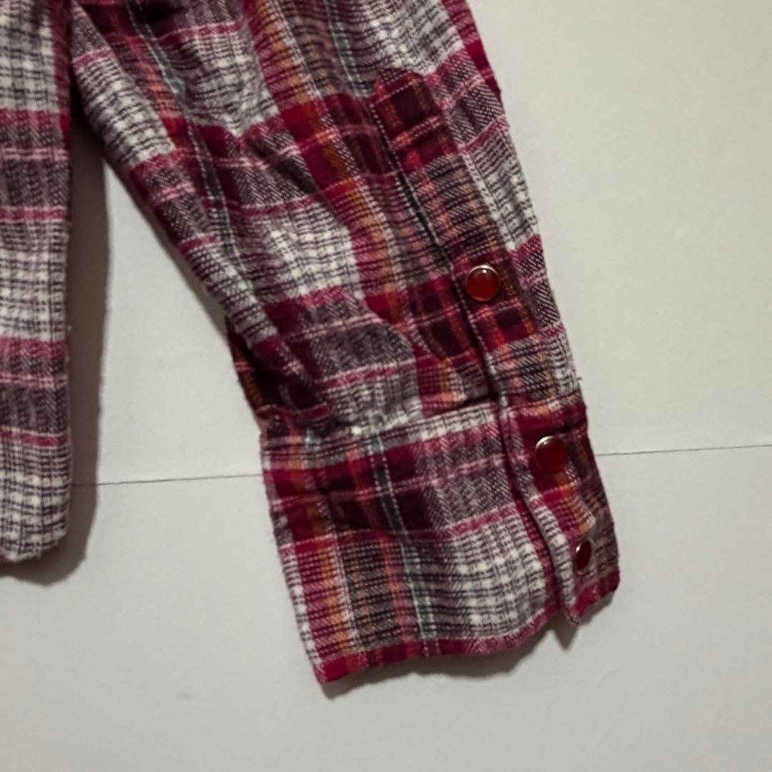 [Agato] Checked flannel shirt, casual, cotton, collar wired, M