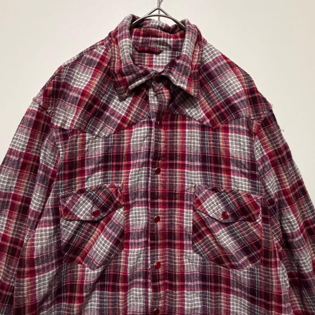 [Agato] Checked flannel shirt, casual, cotton, collar wired, M