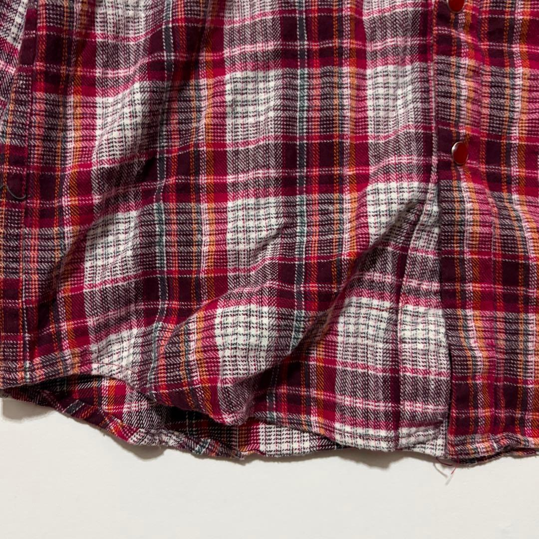 [Agato] Checked flannel shirt, casual, cotton, collar wired, M