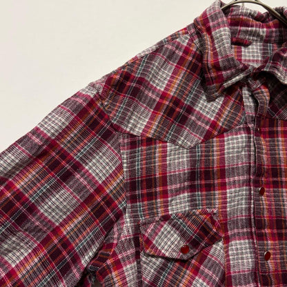 [Agato] Checked flannel shirt, casual, cotton, collar wired, M