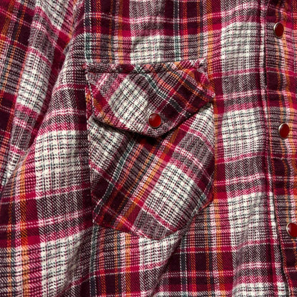 [Agato] Checked flannel shirt, casual, cotton, collar wired, M