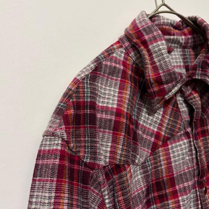 [Agato] Checked flannel shirt, casual, cotton, collar wired, M