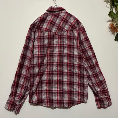 [Agato] Checked flannel shirt, casual, cotton, collar wired, M