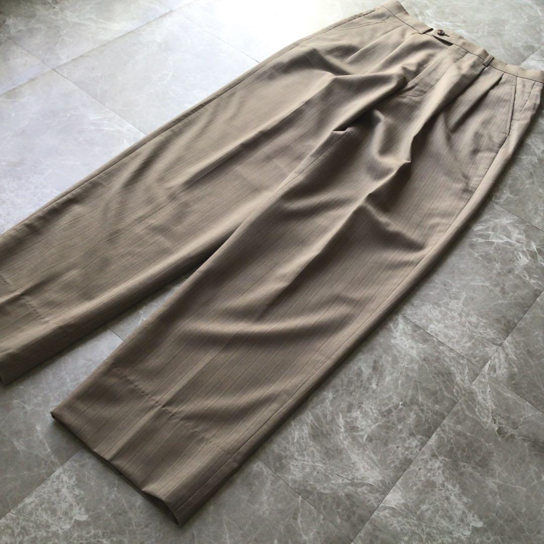 Vintage Double Breasted Suit Setup Gray Stripe L
