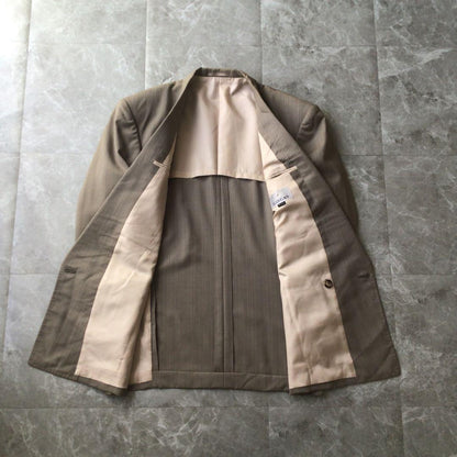 Vintage Double Breasted Suit Setup Gray Stripe L