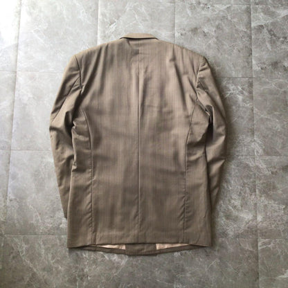 Vintage Double Breasted Suit Setup Gray Stripe L