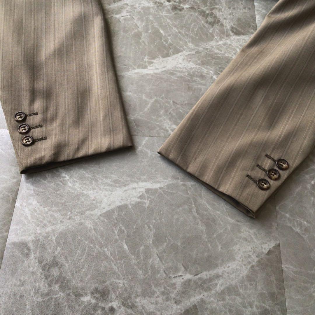 Vintage Double Breasted Suit Setup Gray Stripe L