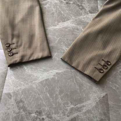 Vintage Double Breasted Suit Setup Gray Stripe L