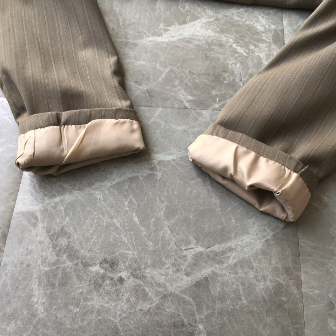 Vintage Double Breasted Suit Setup Gray Stripe L