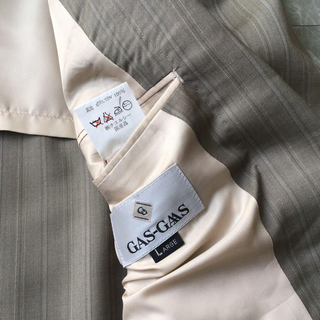 Vintage Double Breasted Suit Setup Gray Stripe L