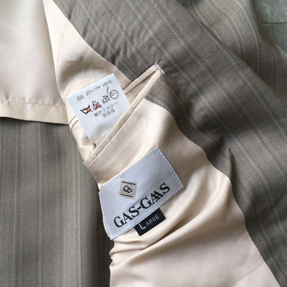 Vintage Double Breasted Suit Setup Gray Stripe L