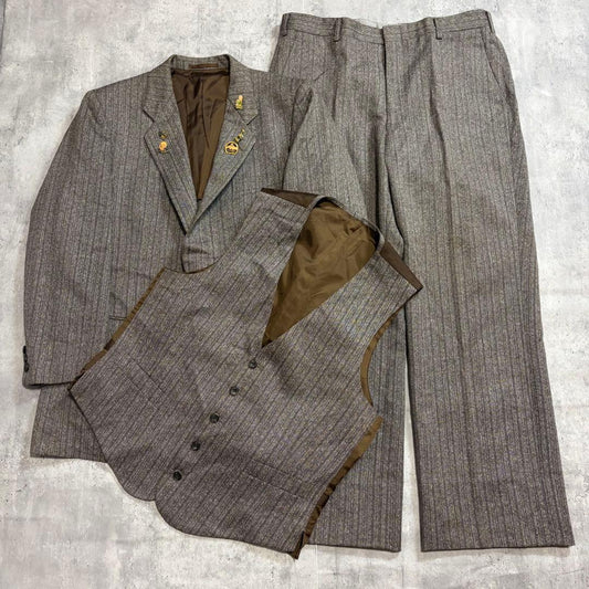 Super rare 3-piece setup herringbone wool silk blend M Ceremony