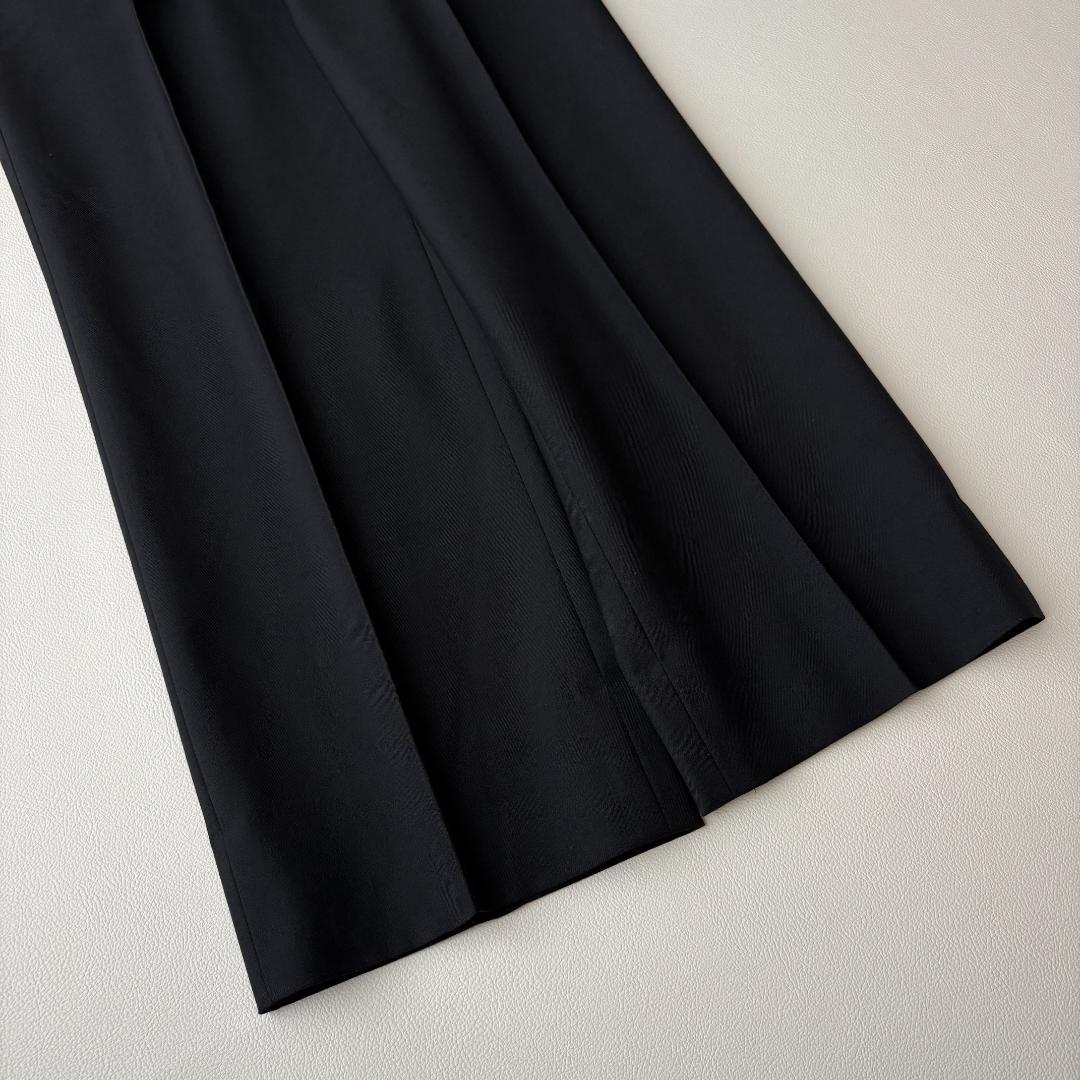 [vintage] Double breasted plain black setup adjuster mohair L