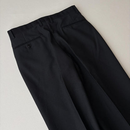 [vintage] Double breasted plain black setup adjuster mohair L