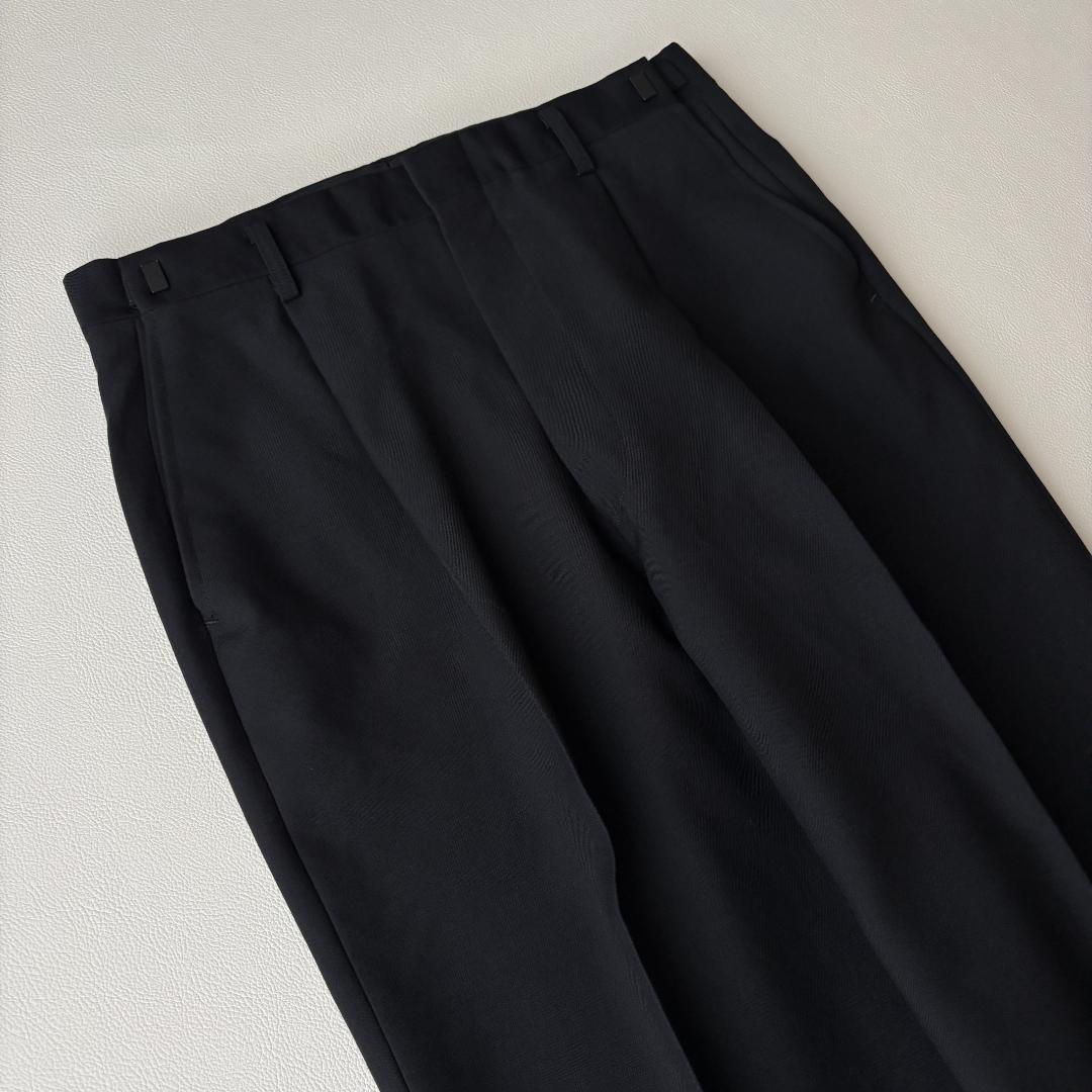 [vintage] Double breasted plain black setup adjuster mohair L