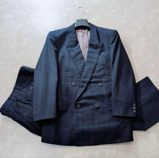 Double-breasted striped suit made in Japan