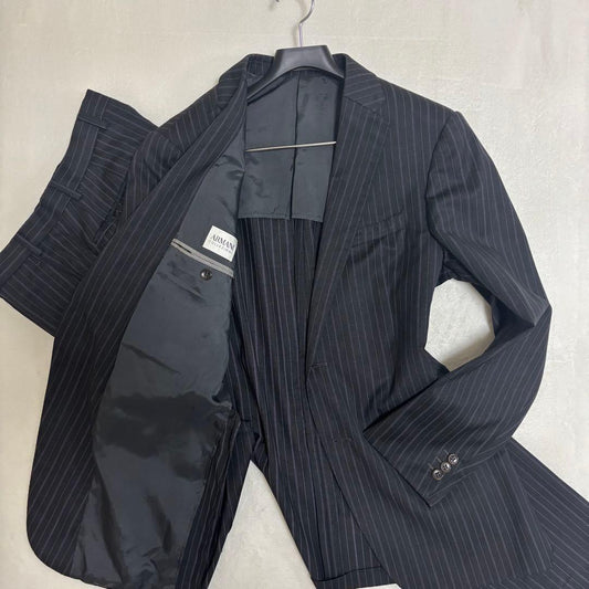 Good condition Armani XL striped unlined spring/summer business suit large size
