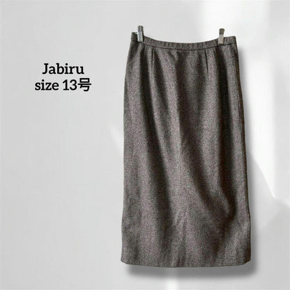 Jabiru Tight Skirt Brown Wool Cashmere Japan Long Length s6028