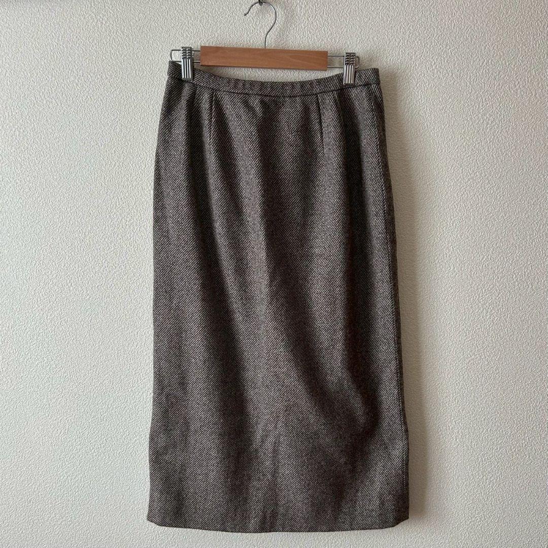 Jabiru Tight Skirt Brown Wool Cashmere Japan Long Length s6028