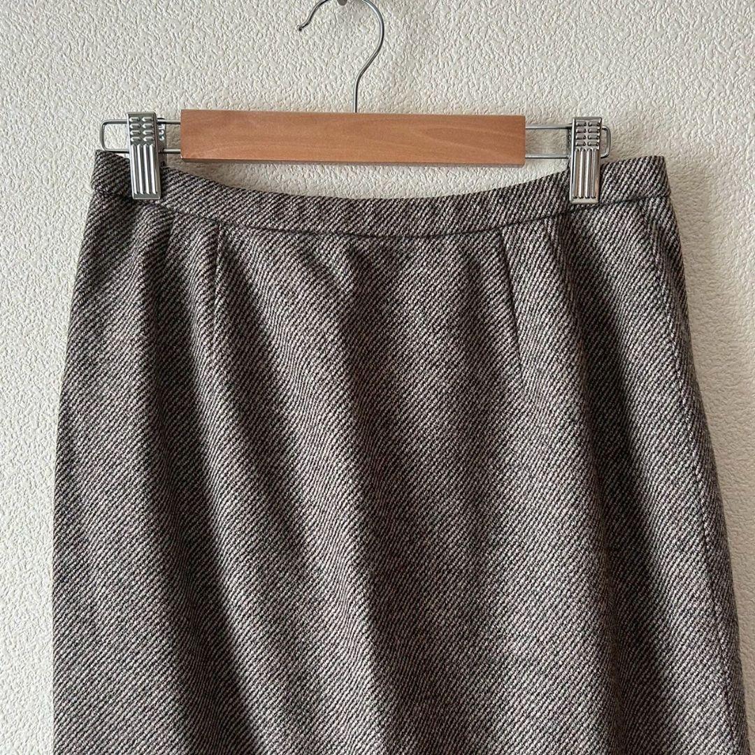 Jabiru Tight Skirt Brown Wool Cashmere Japan Long Length s6028