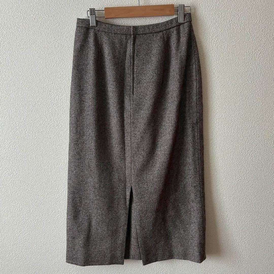 Jabiru Tight Skirt Brown Wool Cashmere Japan Long Length s6028