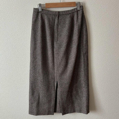 Jabiru Tight Skirt Brown Wool Cashmere Japan Long Length s6028